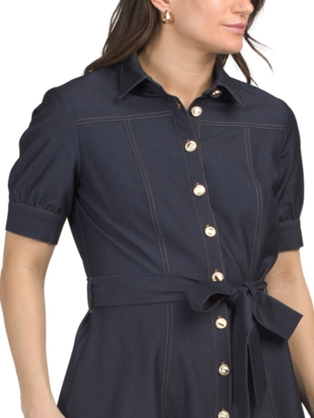 Nanette Lepore Women's Denim Short Sleeve. Denim Mini Dress - Picture 3 of 6